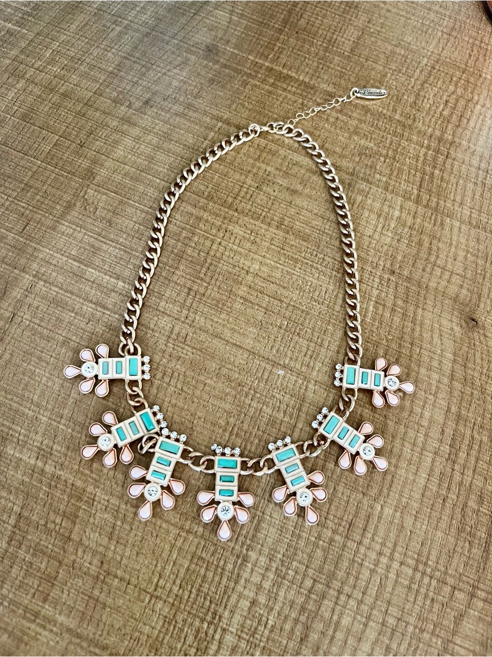 Plunder Pink & mint  Baroque Floral Bib Necklace